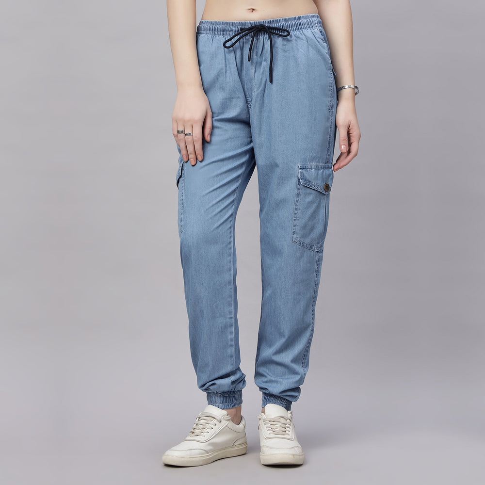 Silky Denim Cargo Jogger Jeans Pant.