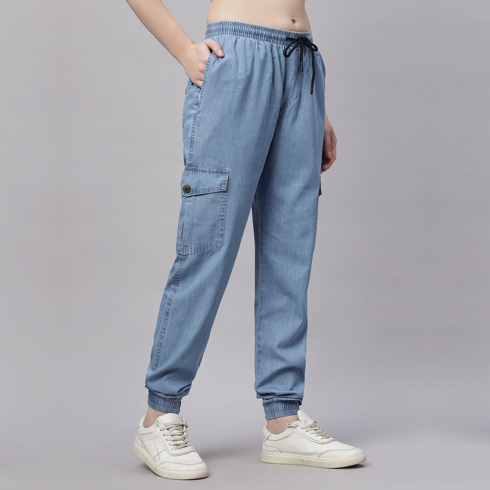 Silky Denim Cargo Jogger Jeans Pant.