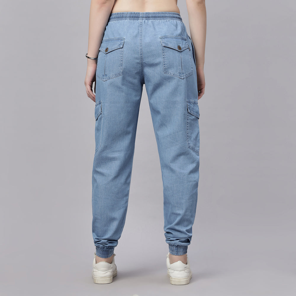 Silky Denim Cargo Jogger Jeans Pant.
