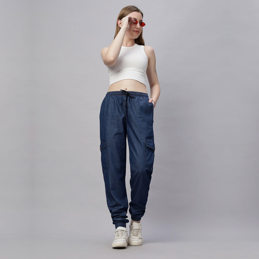 Silky Denim Cargo Jogger Jeans Pant.