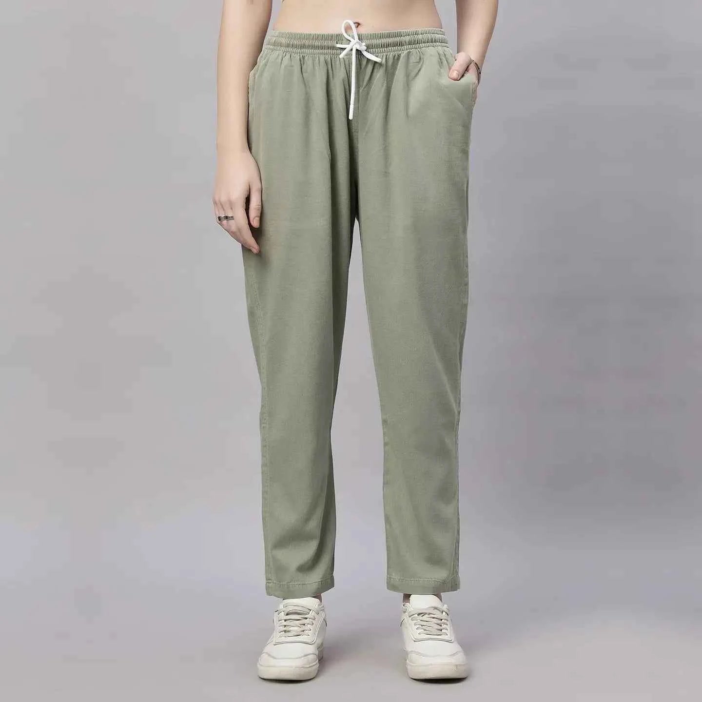 Astron – Tencel Baggy Fit Mid-Waist Pista Green Denim Jeans for Women