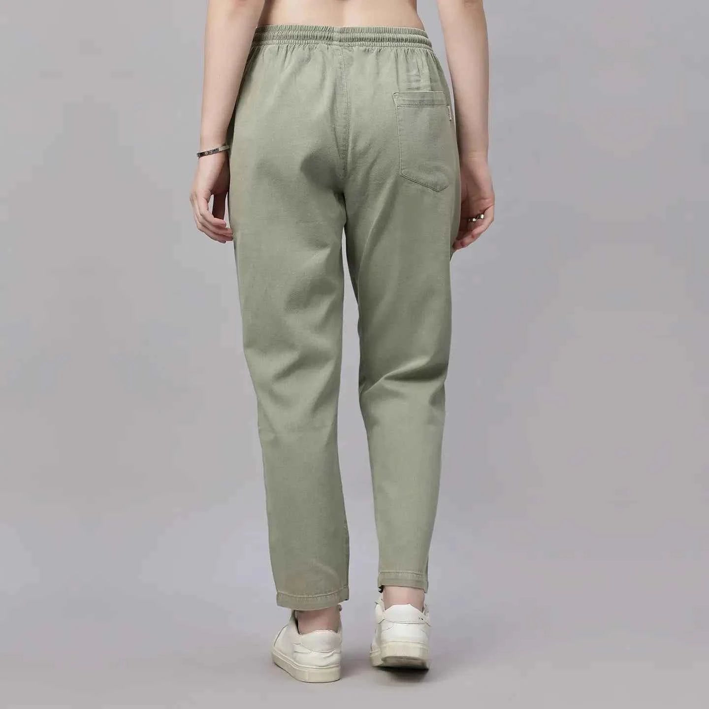 Astron – Tencel Baggy Fit Mid-Waist Pista Green Denim Jeans for Women