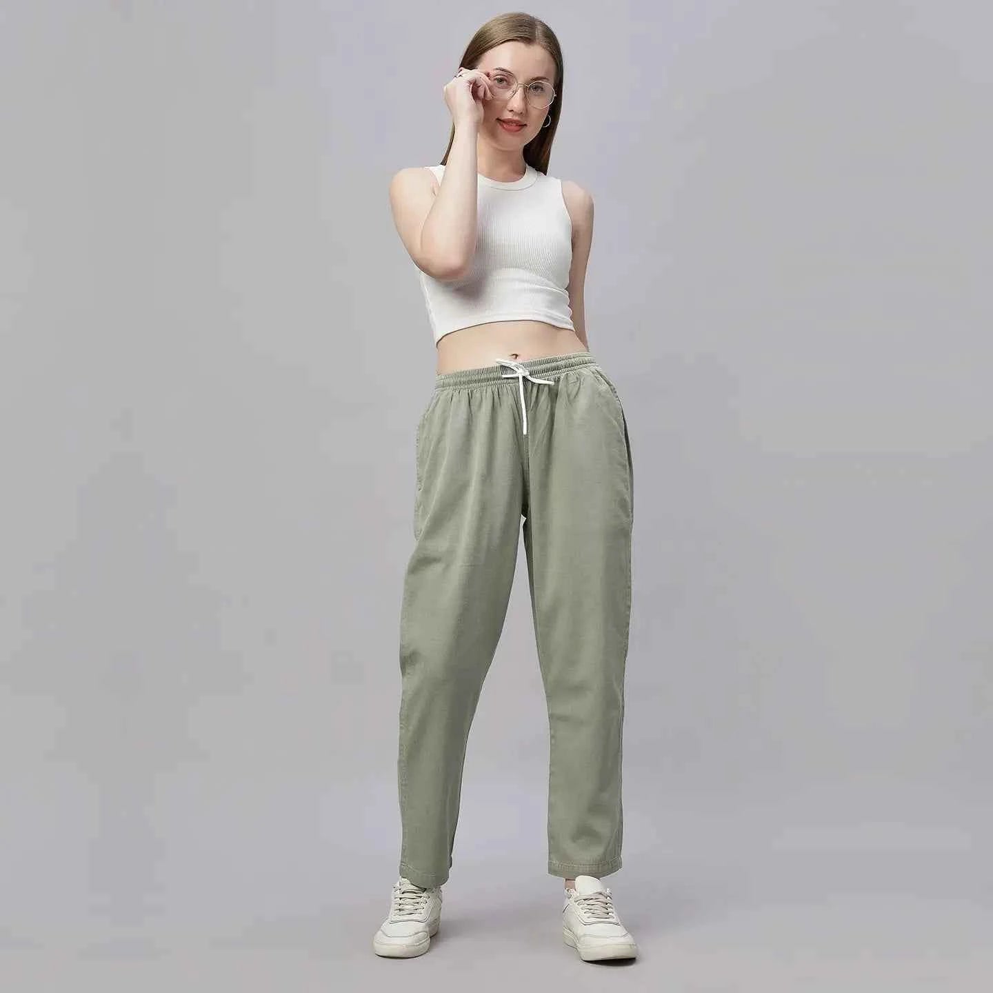 Astron – Tencel Baggy Fit Mid-Waist Pista Green Denim Jeans for Women