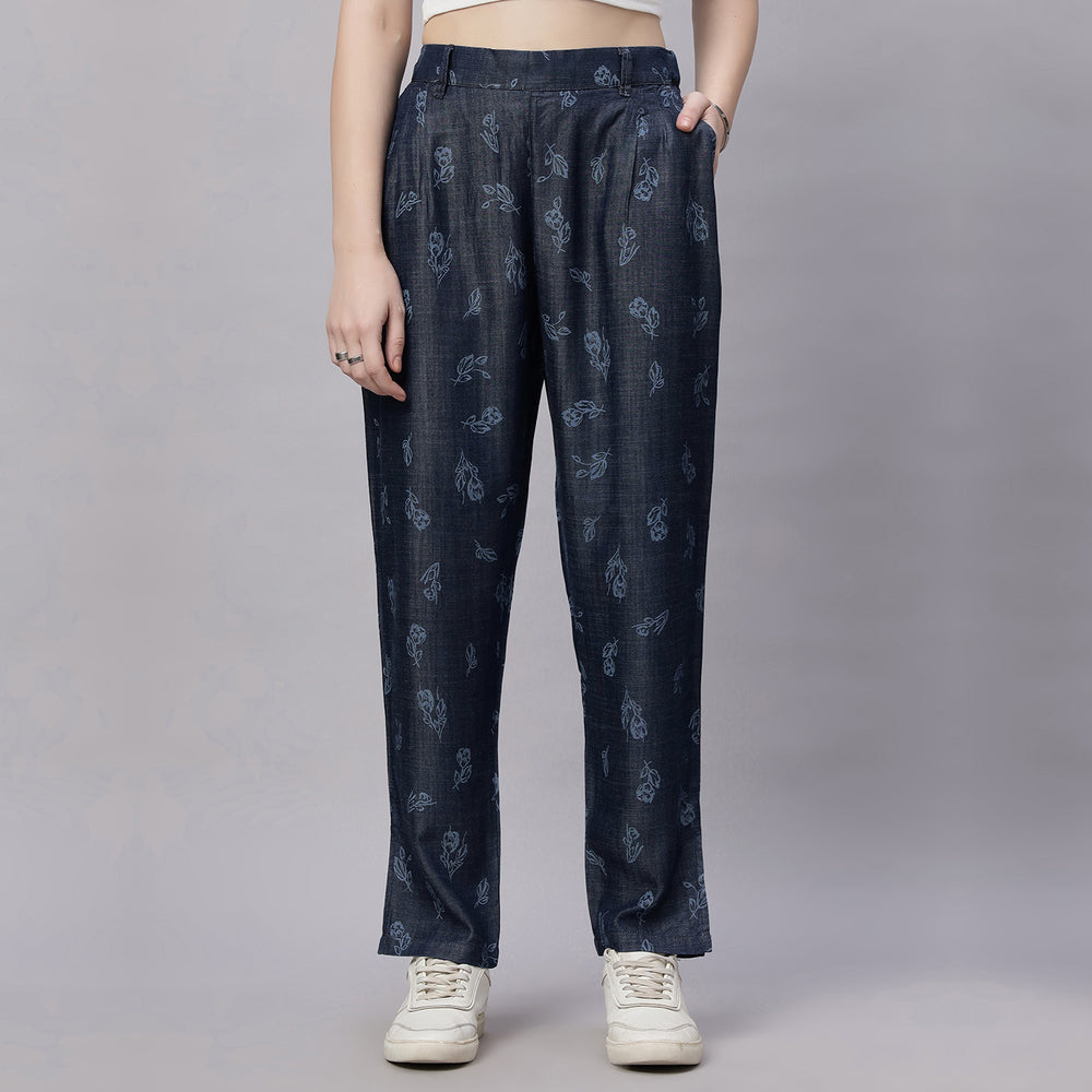 Printed Korean Fit Silky Denim Jeans Pant.