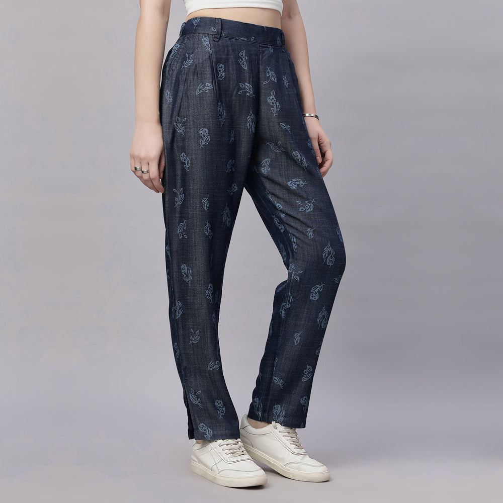 Printed Korean Fit Silky Denim Jeans Pant.
