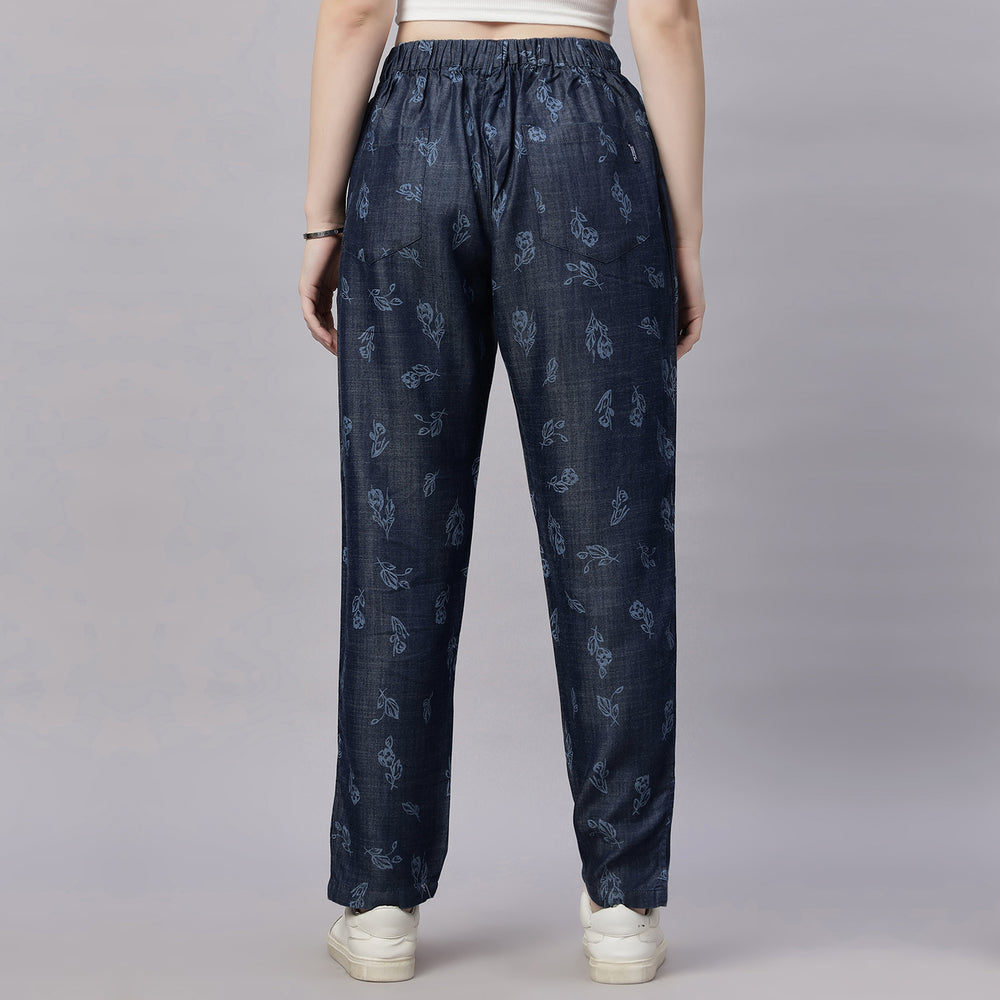 Printed Korean Fit Silky Denim Jeans Pant.