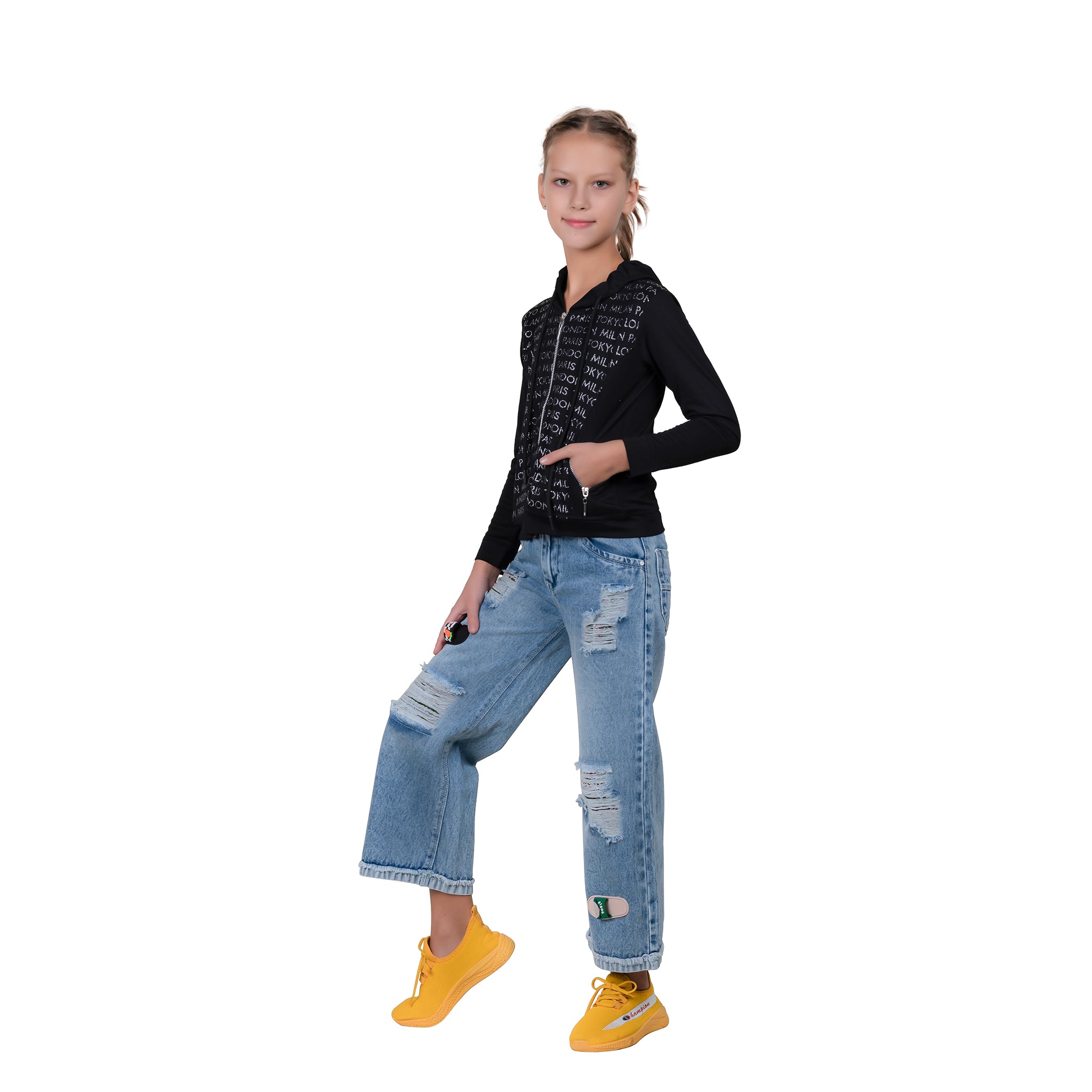 Typography Print Girl's Zip-through Hoodie.