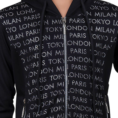 Typography Print Girl's Zip-through Hoodie.