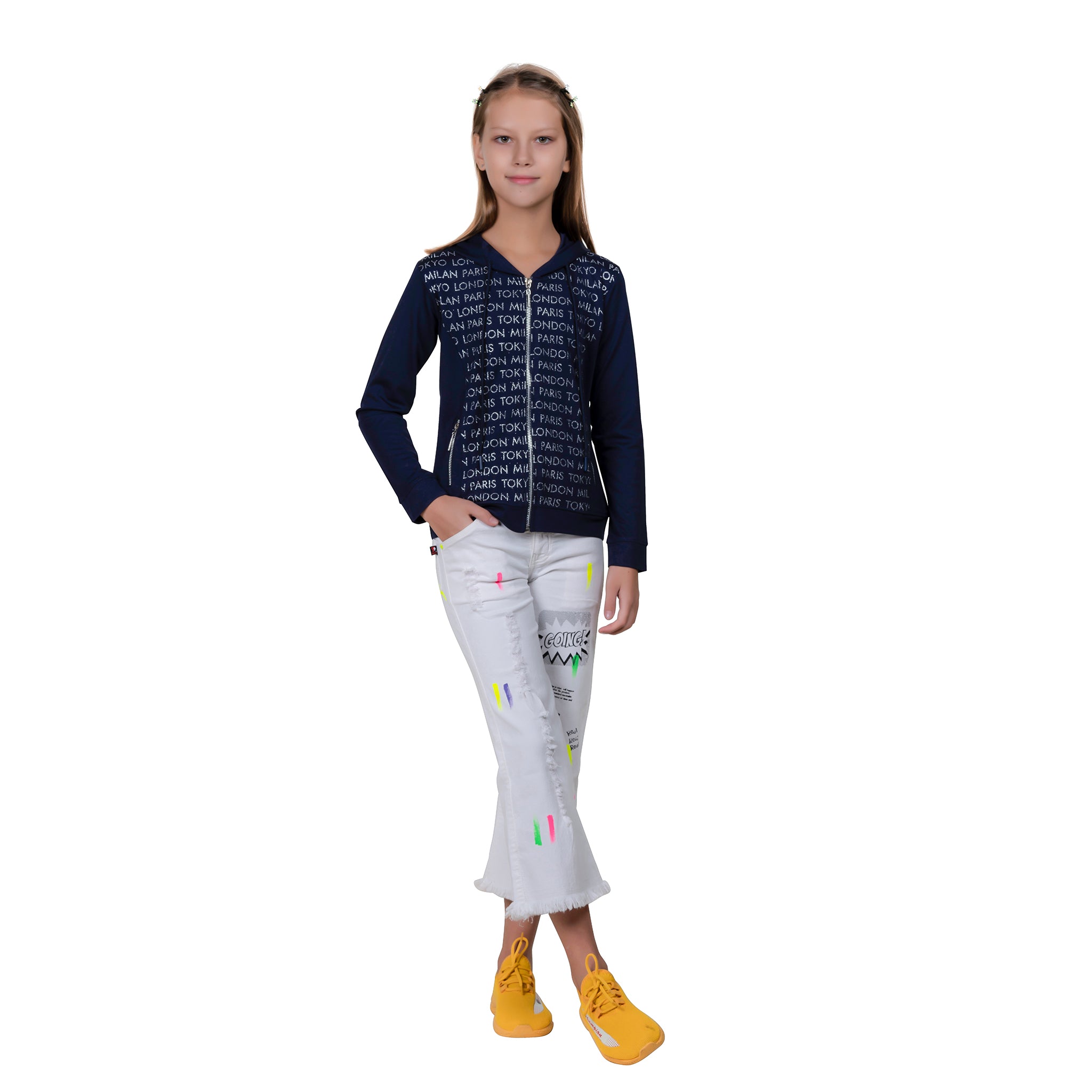 Typography Print Girl's Zip-through Hoodie.