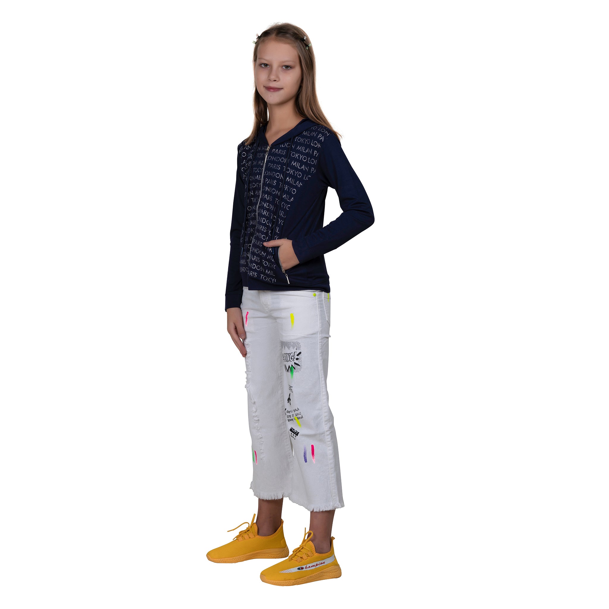 Typography Print Girl's Zip-through Hoodie.