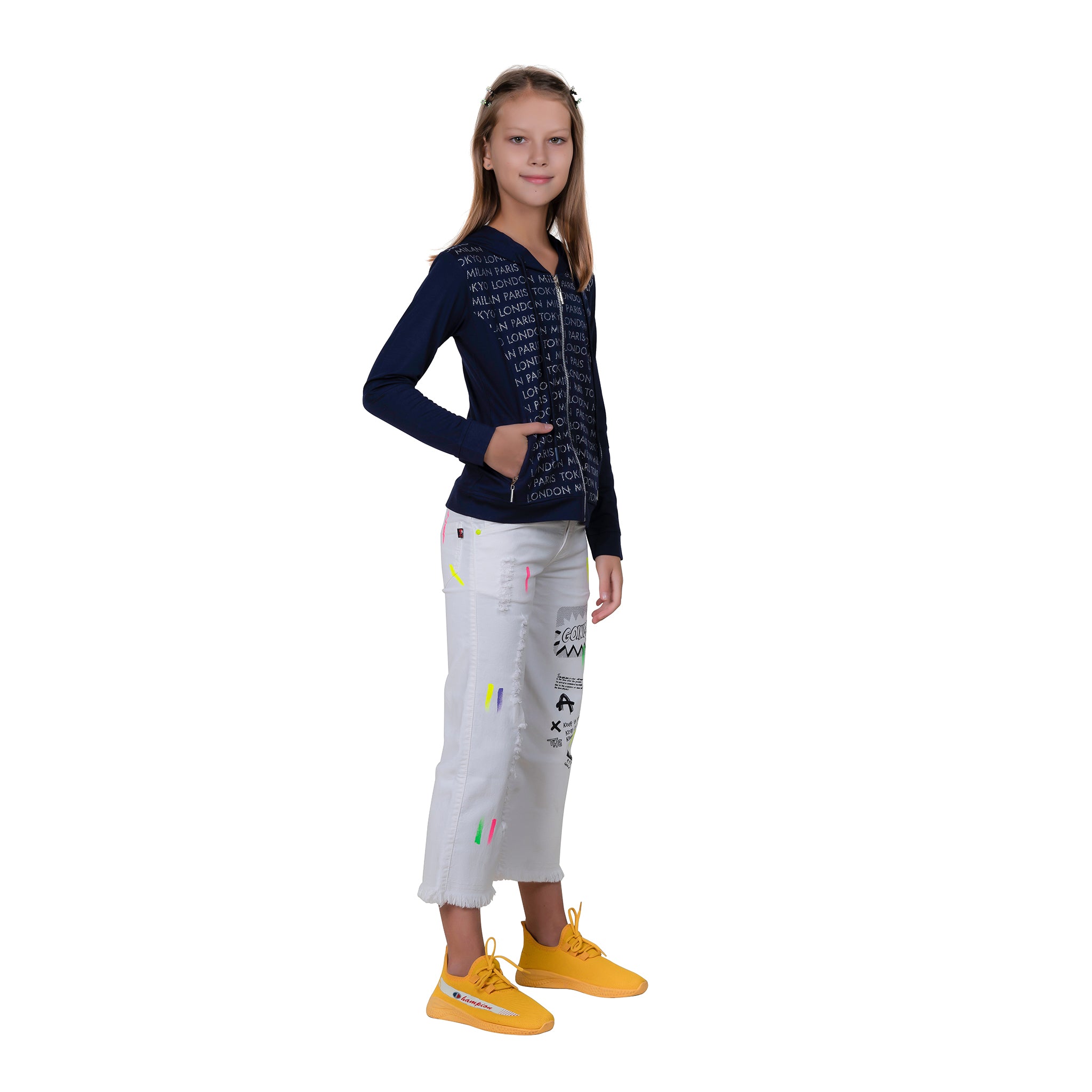 Typography Print Girl's Zip-through Hoodie.