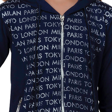 Typography Print Girl's Zip-through Hoodie.
