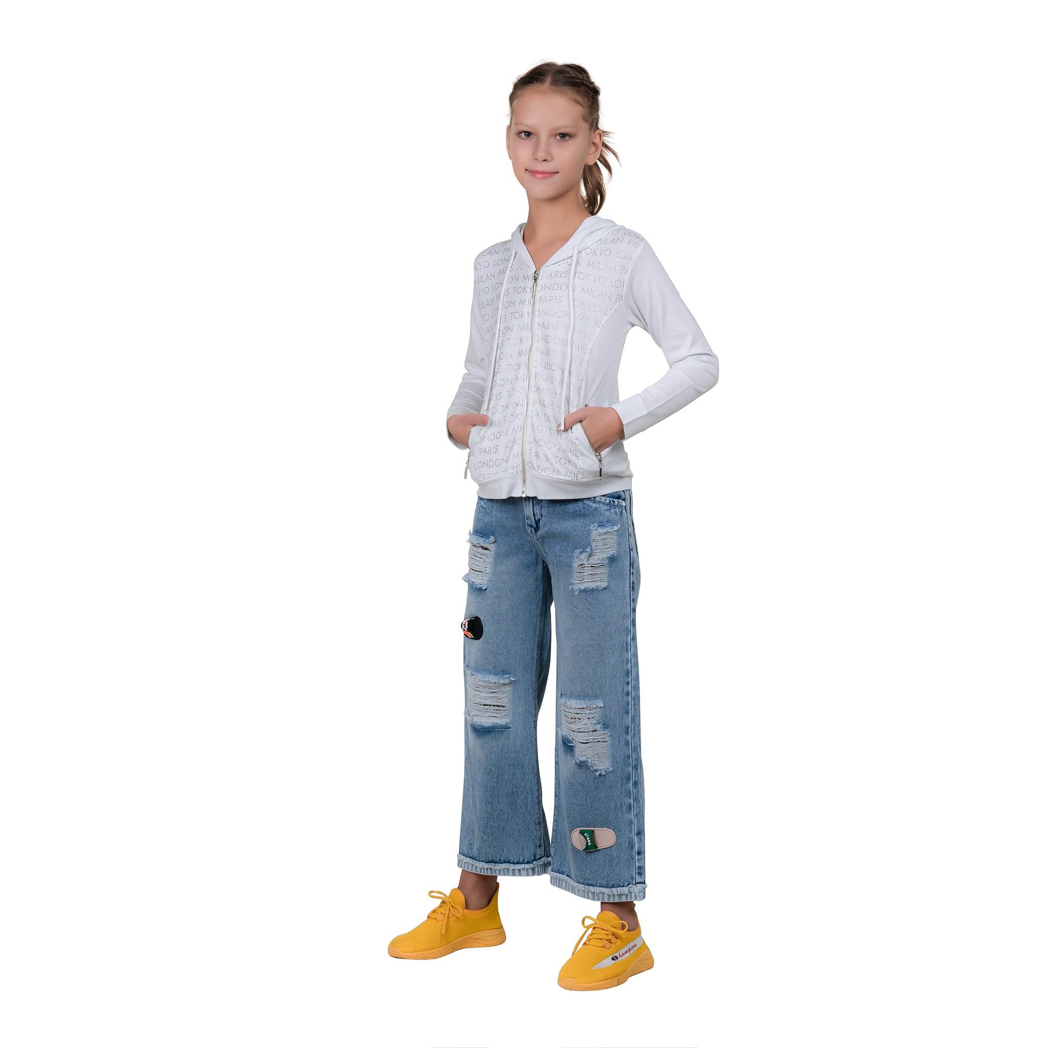 Typography Print Girl's Zip-through Hoodie.