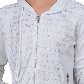 Typography Print Girl's Zip-through Hoodie