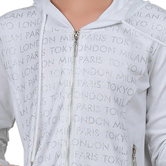 Typography Print Girl's Zip-through Hoodie.