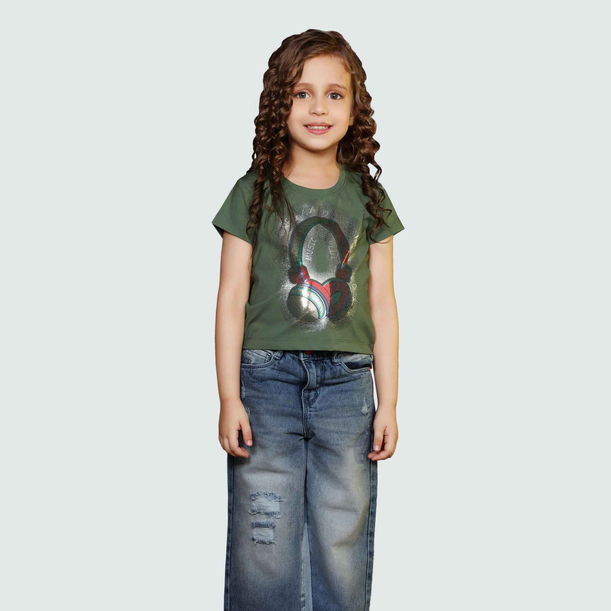 Half Sleeve Round Neck Girls T-shirt