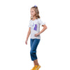 Unicorn Print Elbow Sleeve Girl's White T-shirt