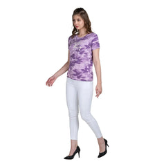 Purple Camouflage Women T-Shirt - Stylish Cotton Tee for Women - ASTRON