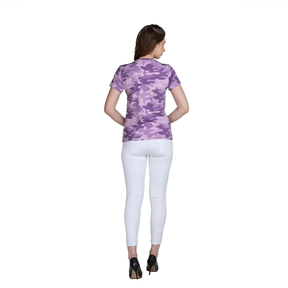 Purple Camouflage Women T-Shirt - Stylish Cotton Tee for Women - ASTRON