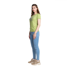 Astron – Round Neck Half Sleeves Olive Green Color Women’s T-Shirt