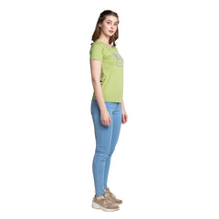 Astron – Round Neck Half Sleeves Olive Green Color Women’s T-Shirt