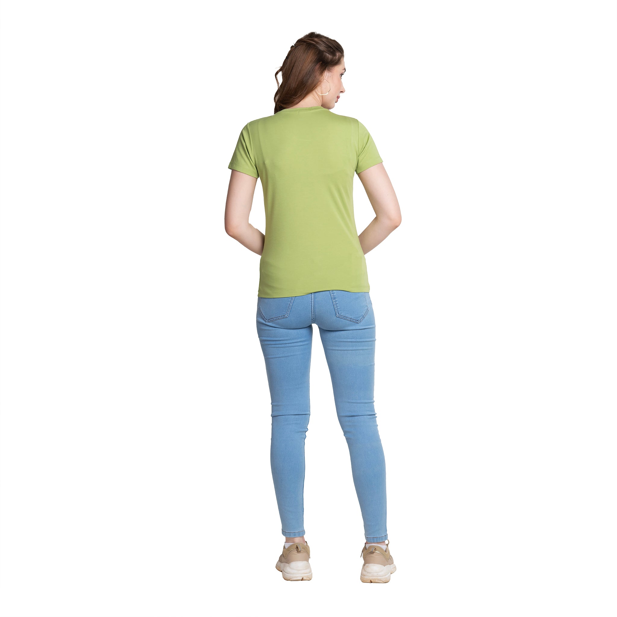 Astron – Round Neck Half Sleeves Peach Color Women’s T-Shirt