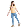 Flower Print Lemon Colour Round Neck T-shirt For Ladies