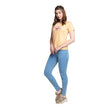 Flower Print Lemon Colour Round Neck T-shirt For Ladies