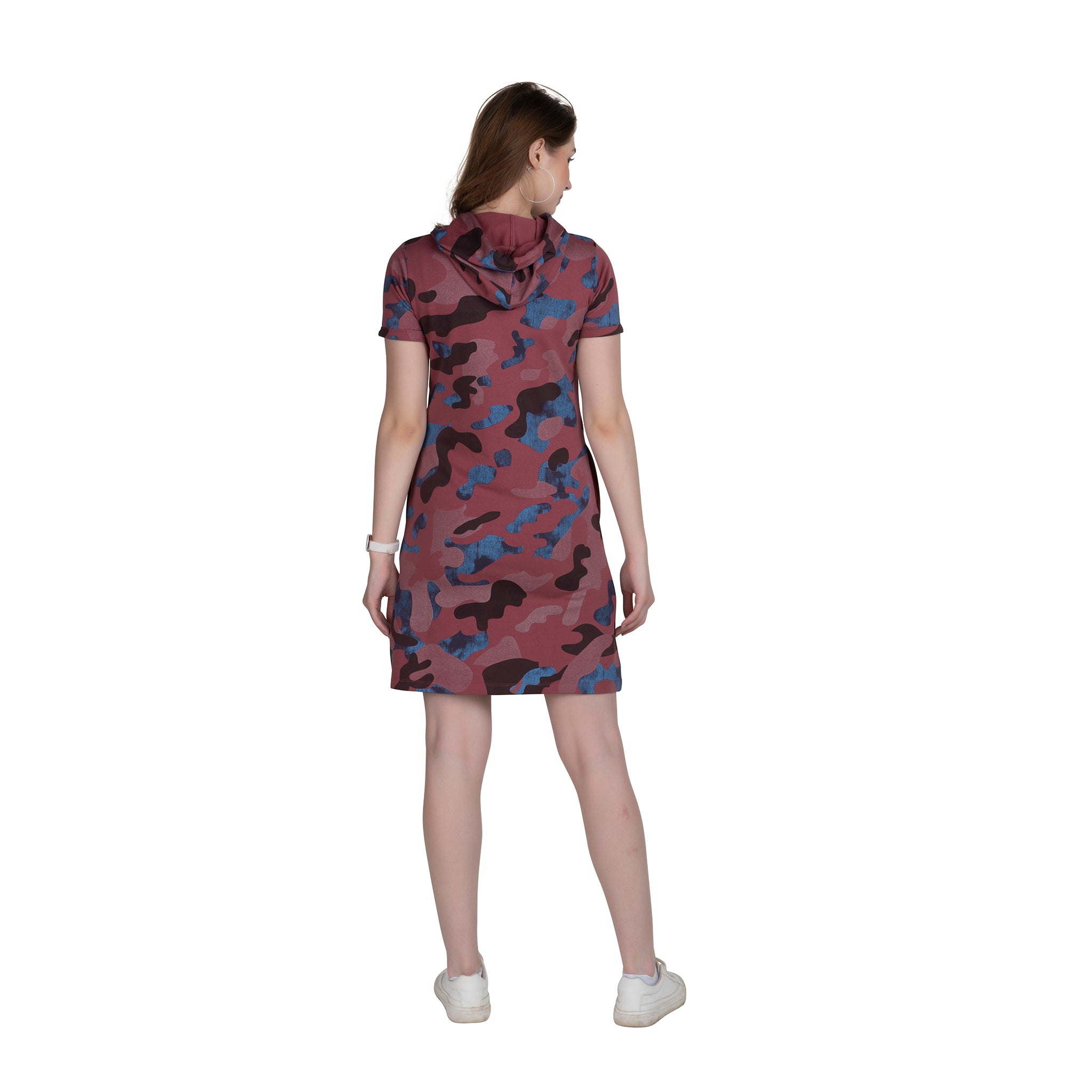 Women's Camouflage Printed Hoodie Tunic Dress