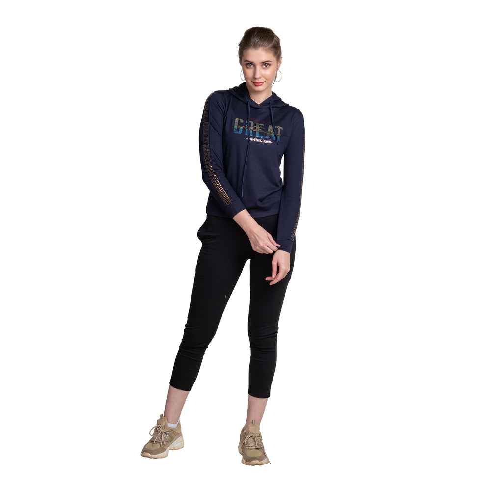 Typography printed Ladies Long Sleeve Hoodie.