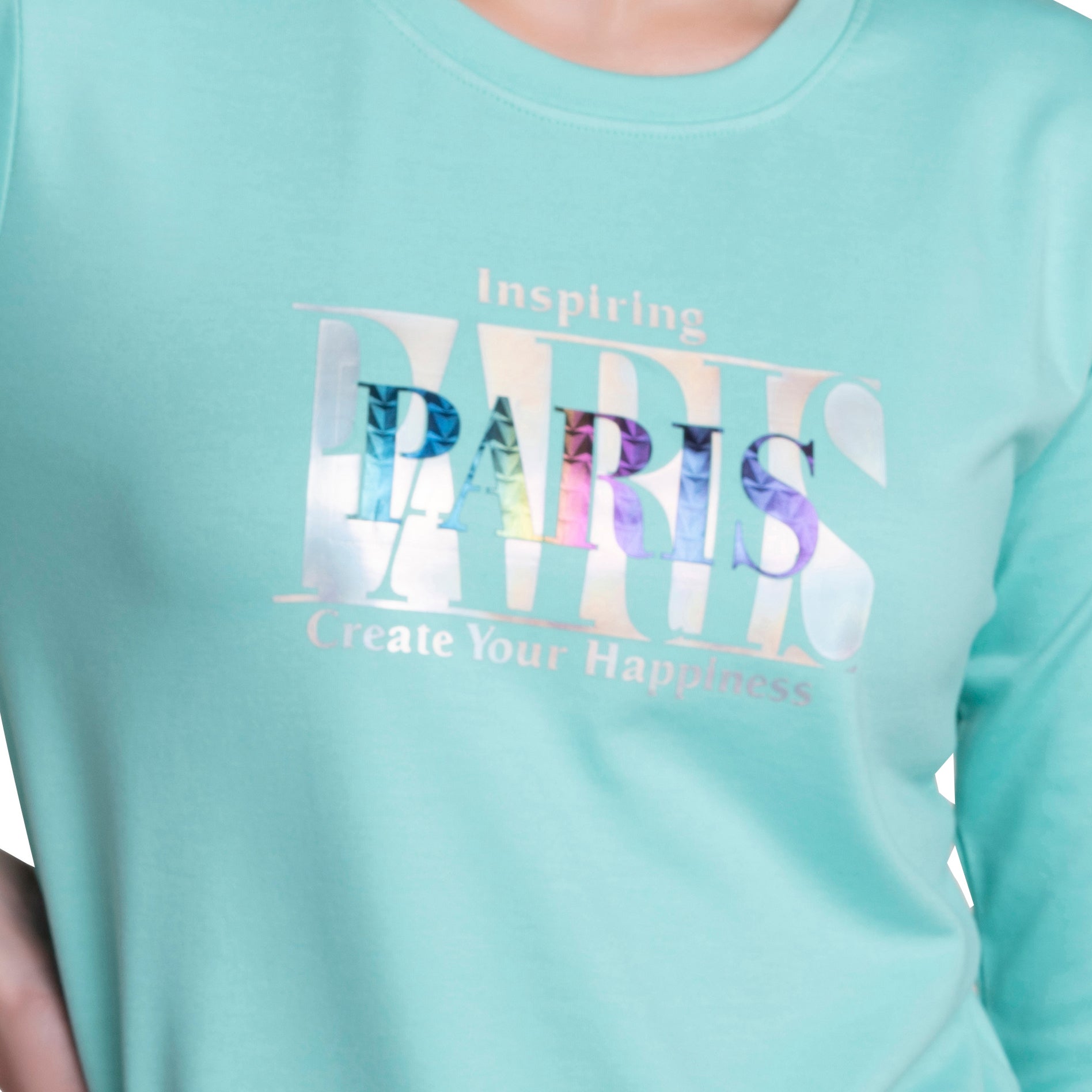 Full Sleeve Chest printed Looper Knit T-shirt for Ladies