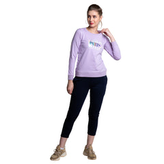 Full Sleeve Chest printed Looper Knit T-shirt for Ladies