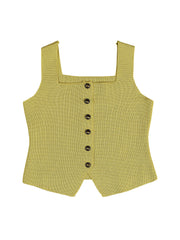 Astron Chartreuse Green Ribbed Knit Sleeveless Vest Top