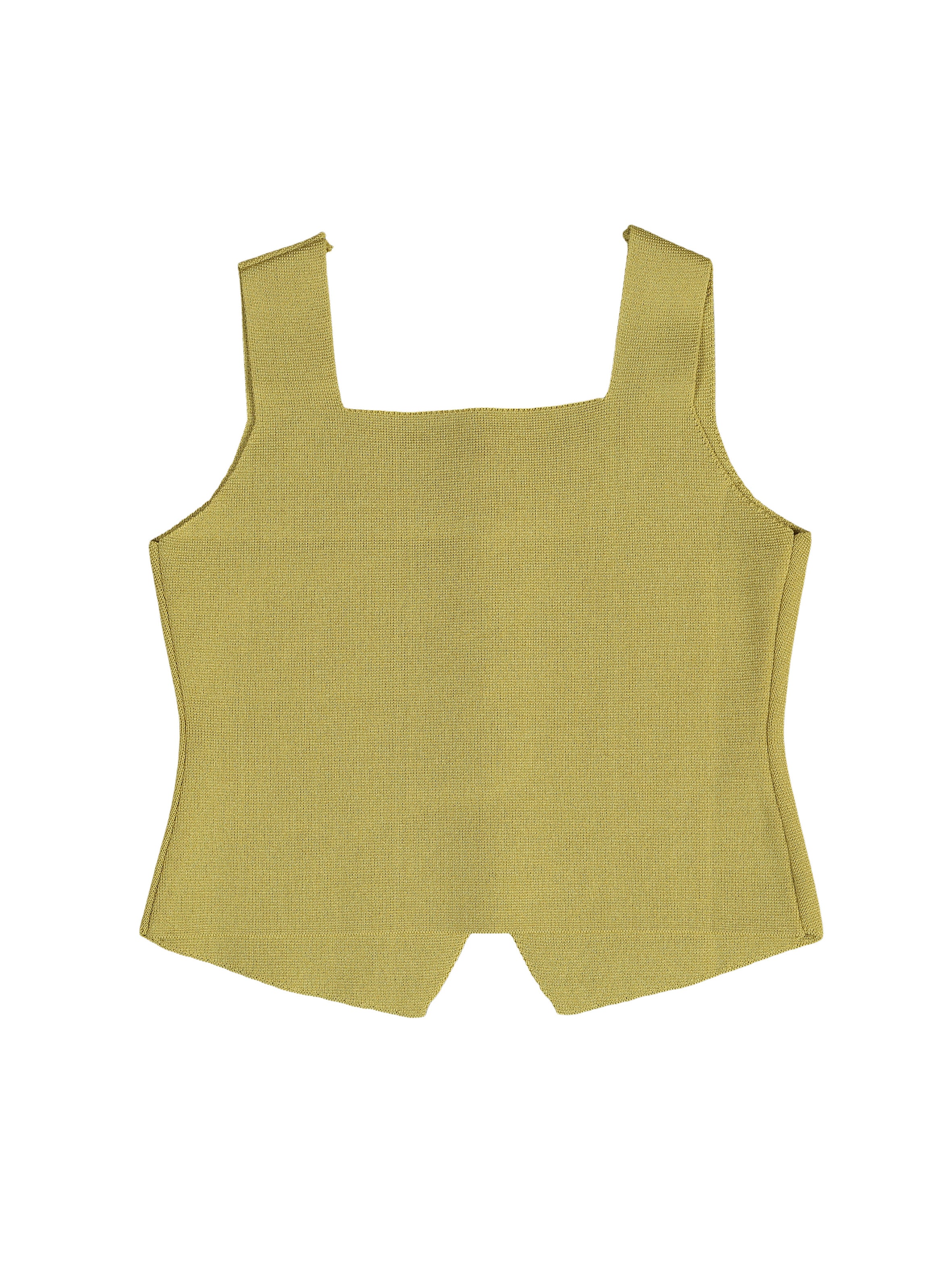 Astron Chartreuse Green Ribbed Knit Sleeveless Vest Top