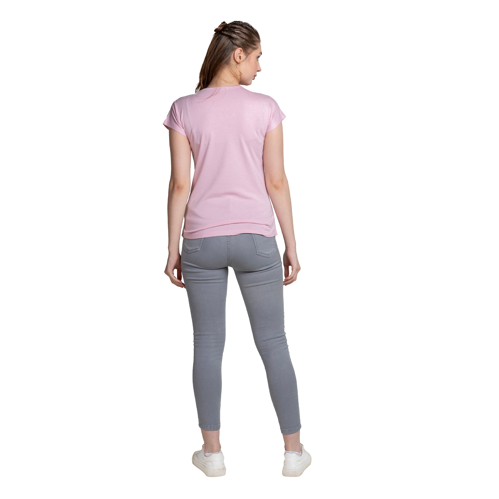 Astron – Camouflage Print Cap Sleeves Green Color Cotton T-Shirt for Women
