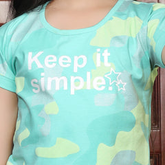 Conversational Printed Round Neck Girl's T-shirt