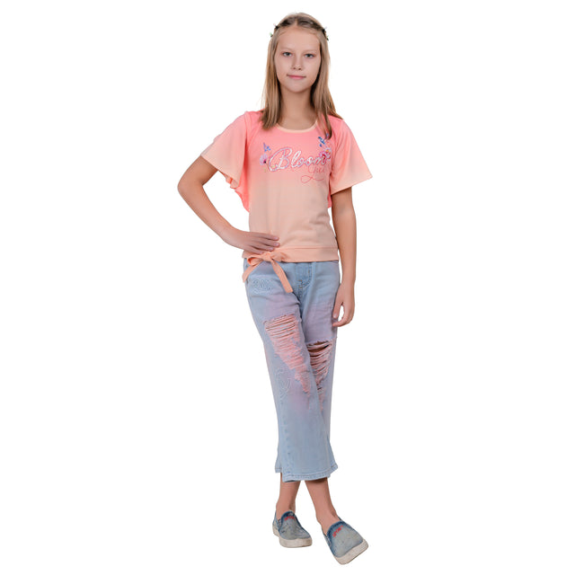 Girl's Half Sleeve Round Neck T-shirt