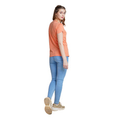 Women's Chest Print Half Sleeve Cotton T-shirt.