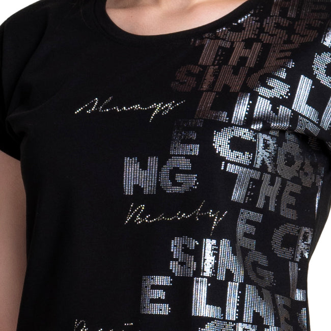 Magyar Sleeves Typography Print Cotton T-shirt / Tee For Women