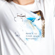 White Half Sleeves Printed T-shirt / Tee For Women