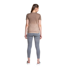 Astron – Printed Round Neck Brown Color Cotton T-Shirt for Women