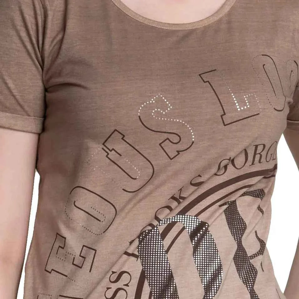 Astron – Printed Round Neck Cotton T-Shirt for Women