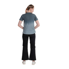 Astron – Printed Round Neck Blue Color Cotton T-Shirt for Women