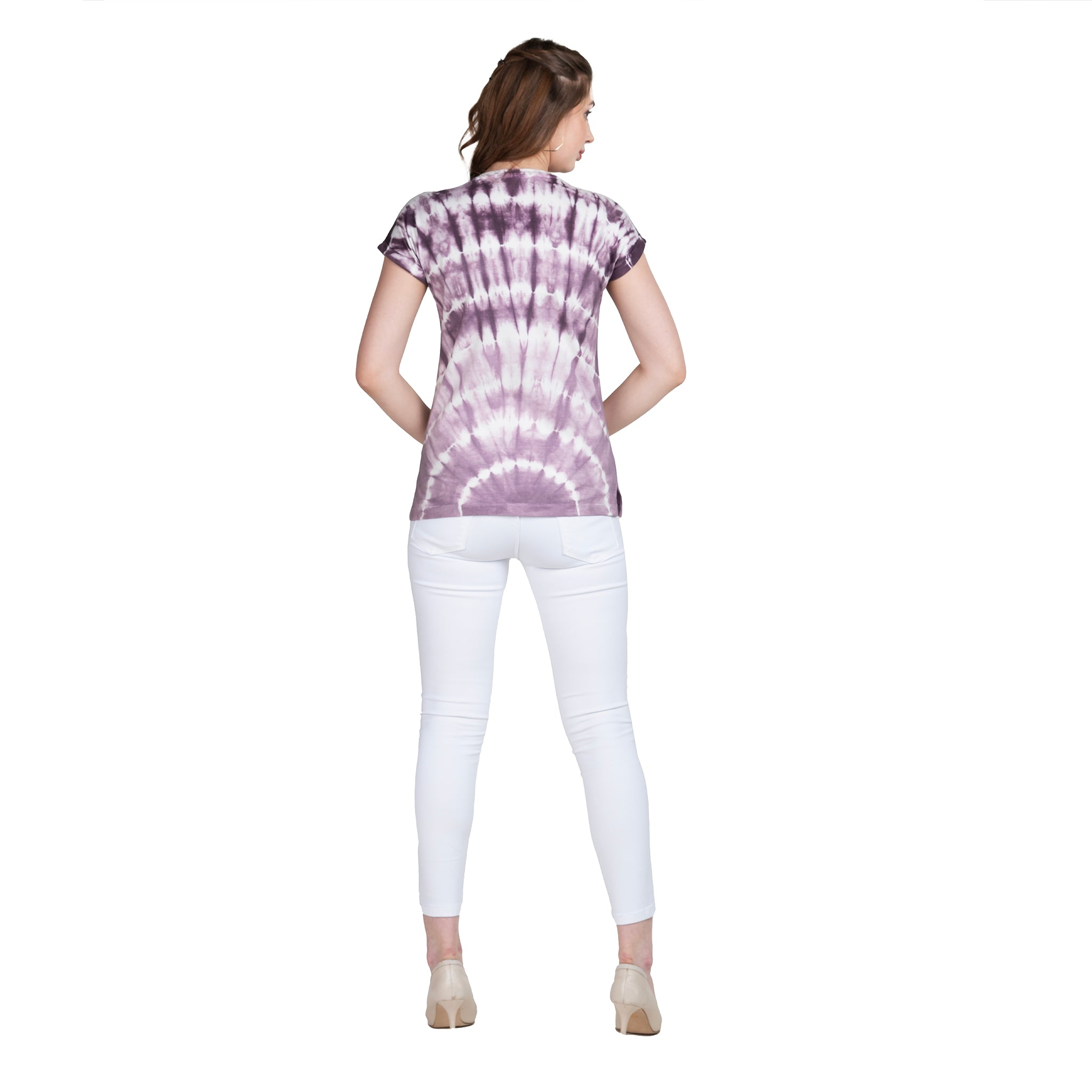Astron – Tie-Dye Round Neck Green Color Cotton T-Shirt for Women