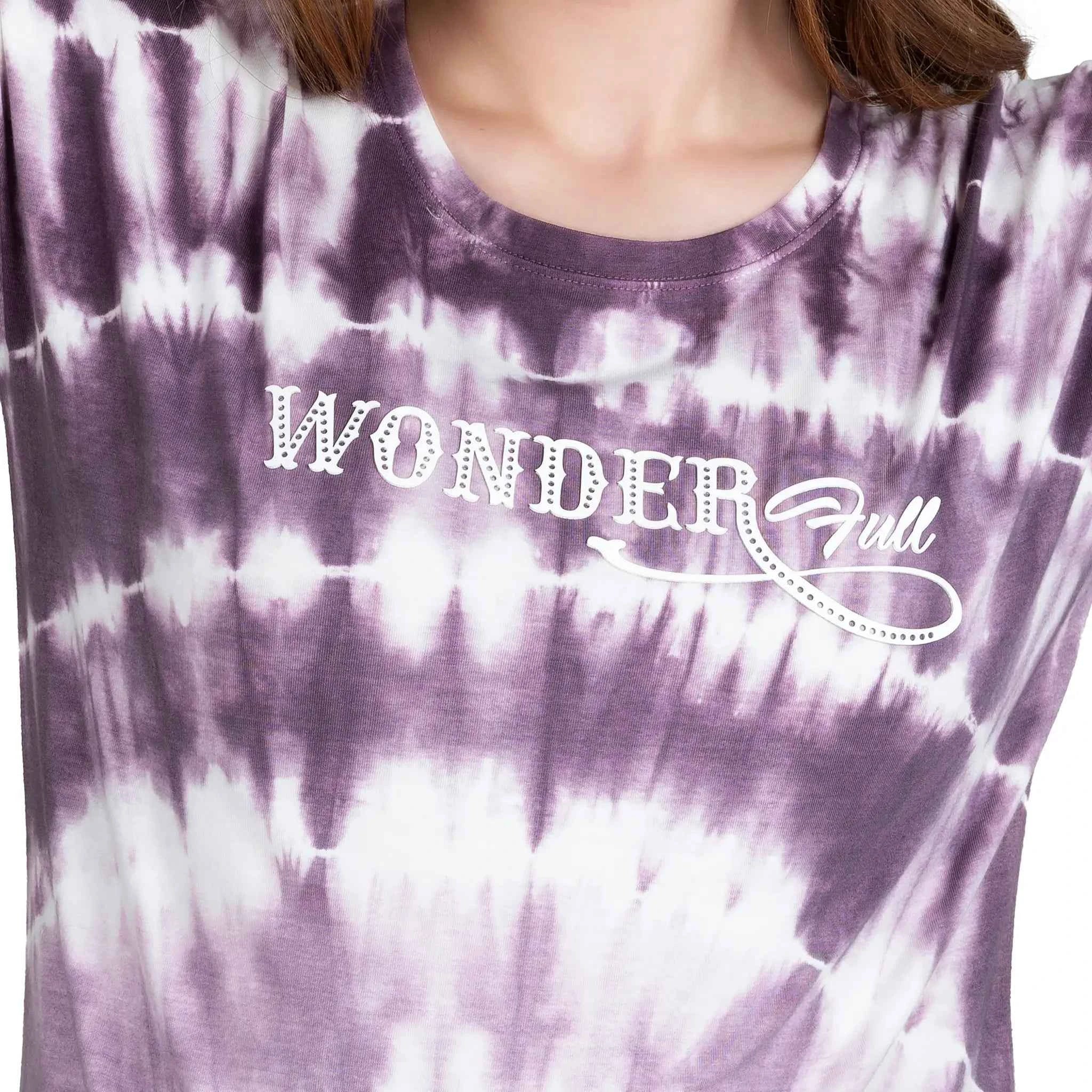 Astron – Tie-Dye Round Neck Cotton T-Shirt for Women