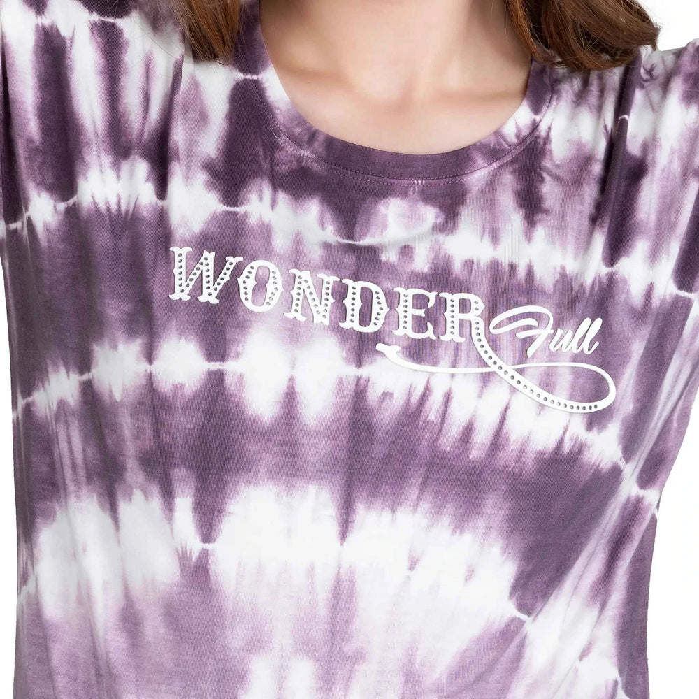 Astron – Tie-Dye Round Neck Cotton T-Shirt for Women
