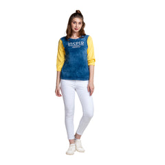 Astron – Round Neck Denim Lemon Yellow Color T-Shirt for Women
