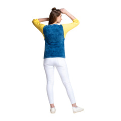 Astron – Round Neck Denim Lemon Yellow Color T-Shirt for Women