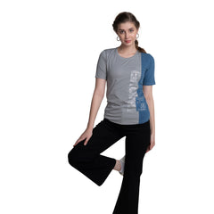 Elbow Sleeve Typography Print Ladies Appel Bottom T-shirt