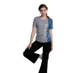 Elbow Sleeve Typography Print Ladies Appel Bottom T-shirt